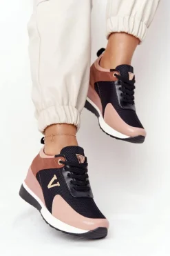Damskie Buty damskie Vinceza Sneakersy Na Koturnie Vinceza 10590 Czarno-Różowe
