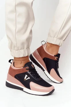 Damskie Buty damskie Vinceza Sneakersy Na Koturnie Vinceza 10590 Czarno-Różowe