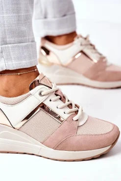 Buty damskie Vinceza Sneakersy Damskie*Sneakersy Na Koturnie Vinceza 10606 Różowe