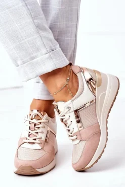 Buty damskie Vinceza Sneakersy Damskie*Sneakersy Na Koturnie Vinceza 10606 Różowe