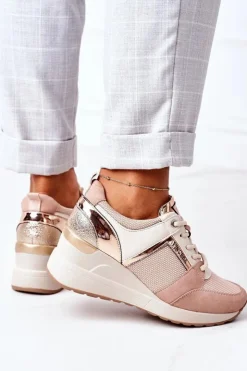 Buty damskie Vinceza Sneakersy Damskie*Sneakersy Na Koturnie Vinceza 10606 Różowe