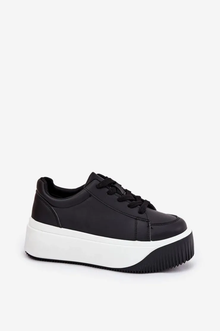 Damskie Boto Sneakersy Na Masywnej Platformie Gładkie Czarne Tirvanis