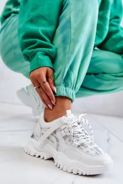 Boto Sneakersy Damskie*Sneakersy Na Masywnej Podeszwie Białe Your Style