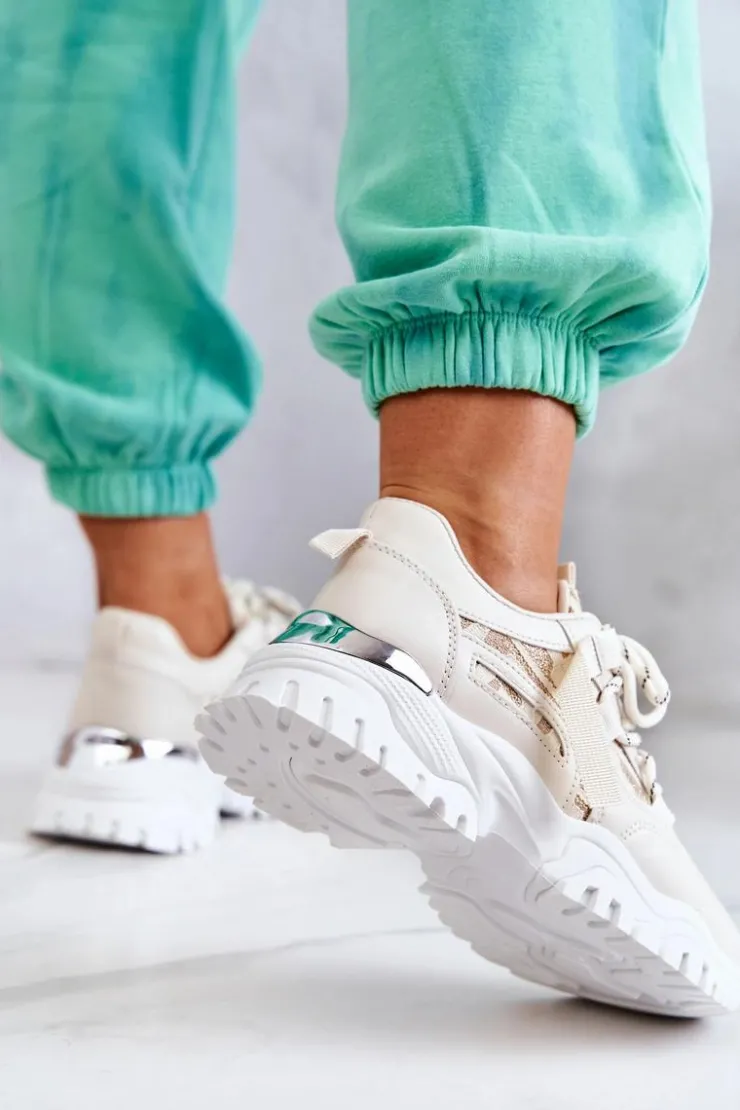 Damskie Boto Sneakersy Na Masywnej Podeszwie Beżowe Your Style