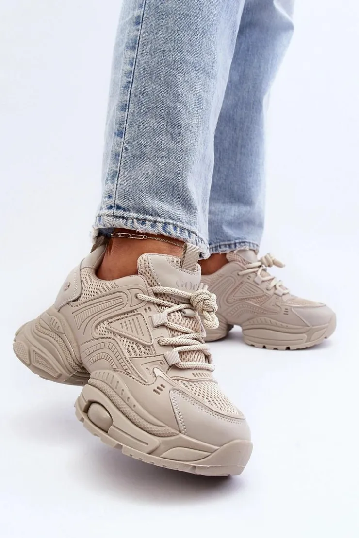 Online GOE Sneakersy Na Masywnej Podeszwie NN2N4046 Beżowe Beżowy