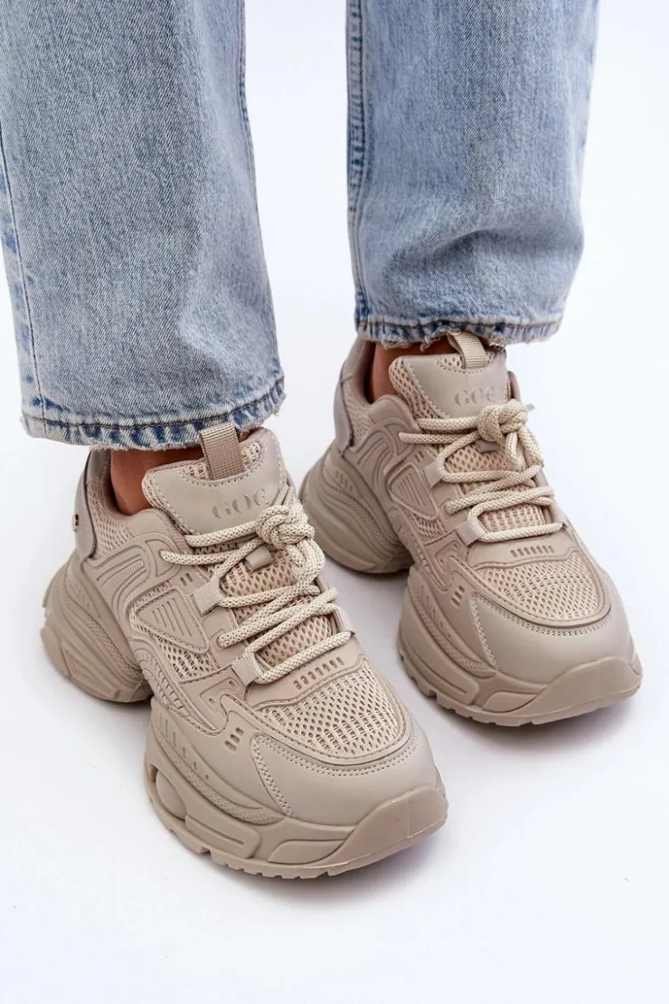 Online GOE Sneakersy Na Masywnej Podeszwie NN2N4046 Beżowe Beżowy