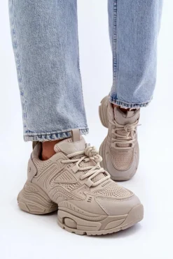 Online GOE Sneakersy Na Masywnej Podeszwie NN2N4046 Beżowe Beżowy