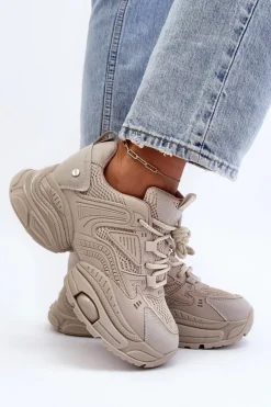 Online GOE Sneakersy Na Masywnej Podeszwie NN2N4046 Beżowe Beżowy