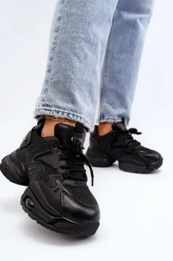 GOE Sneakersy Damskie*Sneakersy Na Masywnej Podeszwie NN2N4045 Czarne
