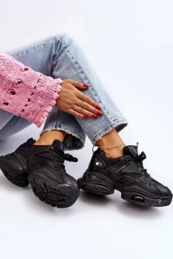 GOE Sneakersy Damskie*Sneakersy Na Masywnej Podeszwie NN2N4045 Czarne