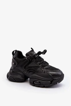 GOE Sneakersy Damskie*Sneakersy Na Masywnej Podeszwie NN2N4045 Czarne