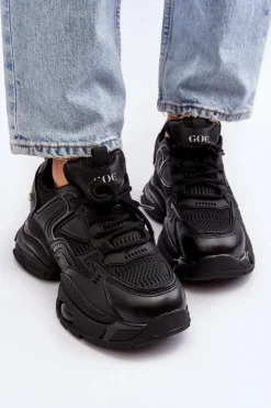 GOE Sneakersy Damskie*Sneakersy Na Masywnej Podeszwie NN2N4045 Czarne