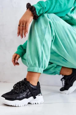 Outlet Boto Sneakersy Na Masywnej Podeszwie Czarne Your Style