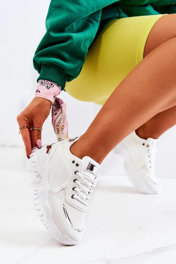 Boto Sneakersy Na Platformie Białe Sallie