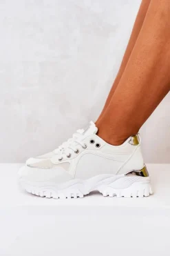 Boto Sneakersy Na Platformie Białe Sallie
