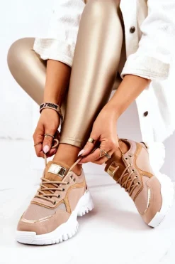 Boto Sneakersy Damskie*Sneakersy Na Platformie Brązowe Sallie