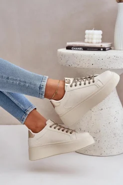 Boto Buty Sportowe Na Platformie|Sneakersy Damskie*Sneakersy Na Platformie Z Ozdobnymi Sznurówkami Beżowe Fonetha