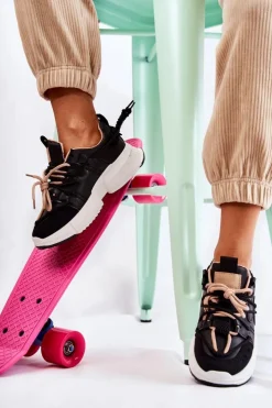 Damskie Boto Sneakersy Sportowe Buty Damskie Czarne Someday