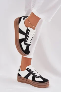 Clearance Boto Sneakesy Damskie Na Platformie Biało-Czarne Sivirae