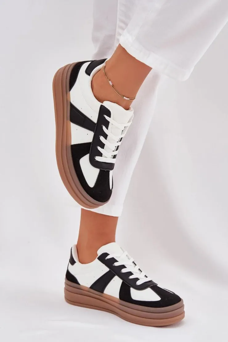 Clearance Boto Sneakesy Damskie Na Platformie Biało-Czarne Sivirae