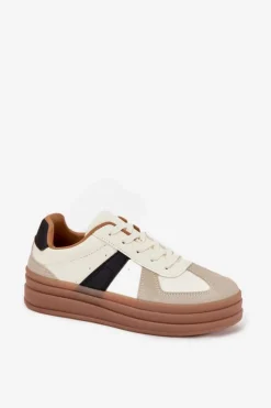 Boto Sneakersy Damskie*Sneakesy Damskie Na Platformie Beżowe Sivirae