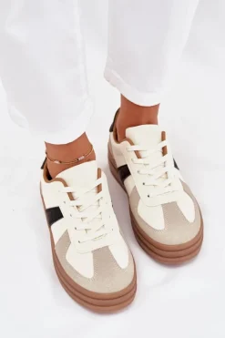 Boto Sneakersy Damskie*Sneakesy Damskie Na Platformie Beżowe Sivirae