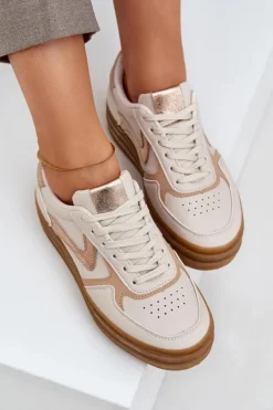 Damskie Boto Sneakesy Damskie Na Platformie Beżowe Annines