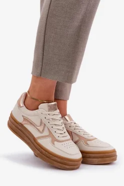 Damskie Boto Sneakesy Damskie Na Platformie Beżowe Annines