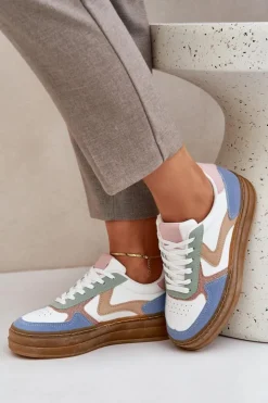 Boto Sneakersy Damskie*Sneakesy Damskie Z Brokatem Na Platformie Niebieskie Annines