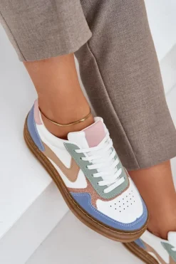 Boto Sneakersy Damskie*Sneakesy Damskie Z Brokatem Na Platformie Niebieskie Annines