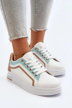 Boto Sneakersy Damskie*Sneakesy Damskie Z Brokatem Niebieskie Elnami