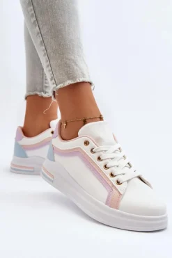 Boto Sneakersy Damskie*Sneakesy Damskie Z Brokatem Różowe Elnami Różowy