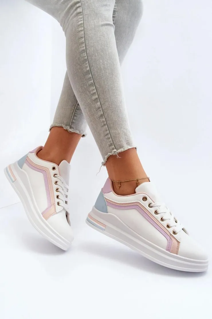 Boto Sneakersy Damskie*Sneakesy Damskie Z Brokatem Różowe Elnami Różowy