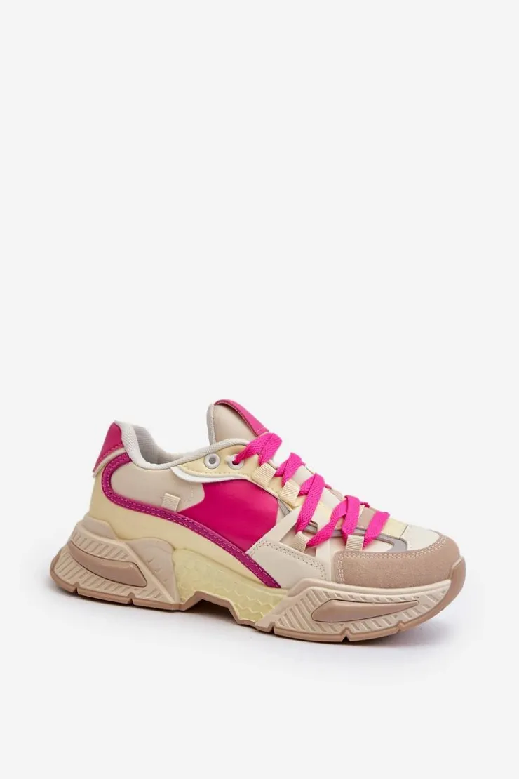 Damskie Boto Snekersy Damskie Na Grubej Podeszwie Fuksja Peonema