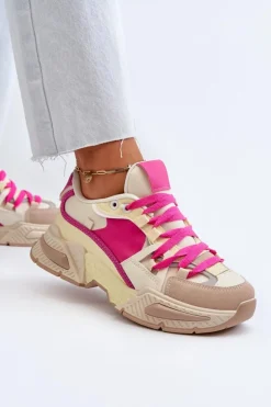 Damskie Boto Snekersy Damskie Na Grubej Podeszwie Fuksja Peonema