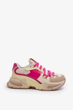 Damskie Boto Snekersy Damskie Na Grubej Podeszwie Fuksja Peonema