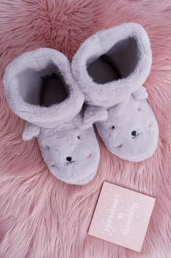 Clearance Boto SOXO Ciepłe Domowe Szare Botki Papcie Króliczki 94529