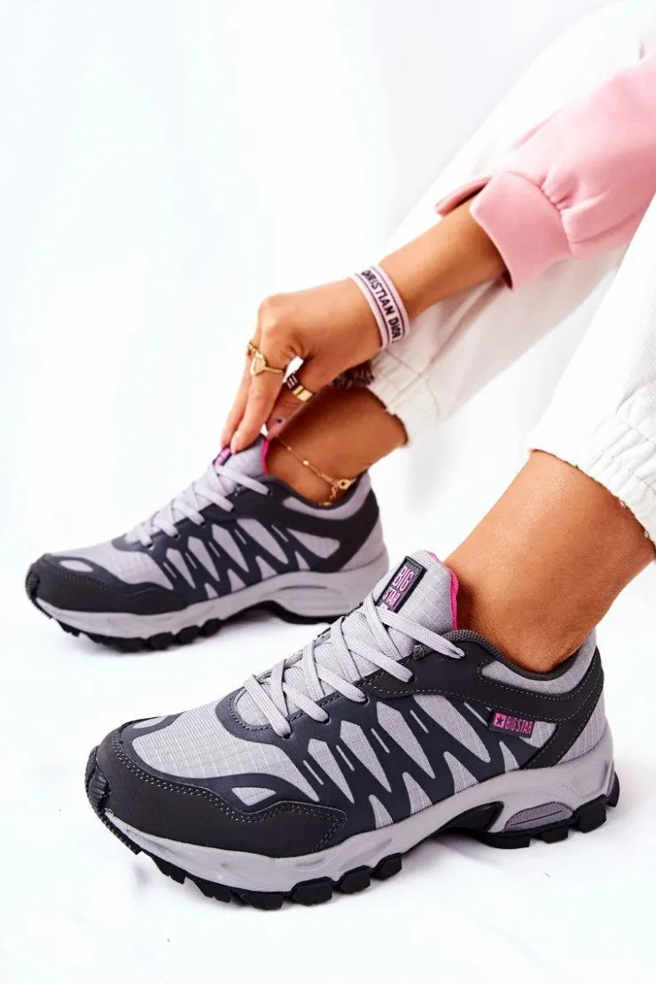 Damskie Big Star Shoes Sportowe Buty Memory Foam Big Star GG274499 Szare