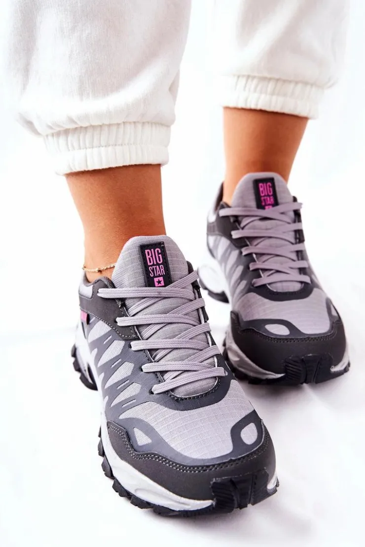 Damskie Big Star Shoes Sportowe Buty Memory Foam Big Star GG274499 Szare