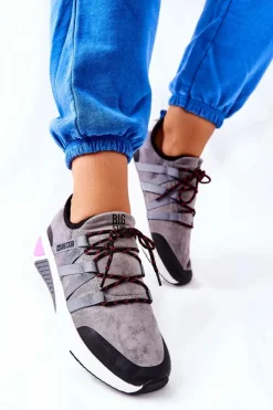 Damskie Big Star Shoes Sportowe Buty Memory Foam Big Star II274306 Szare