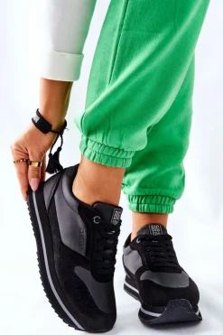 Damskie Big Star Shoes Sportowe Buty Memory Foam Big Star II274217 Czarne