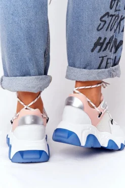 Damskie GOE Sportowe Buty Na Dużej Podeszwie HH2N4034 Biało-Różowe