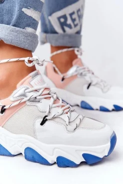 Damskie GOE Sportowe Buty Na Dużej Podeszwie HH2N4034 Biało-Różowe