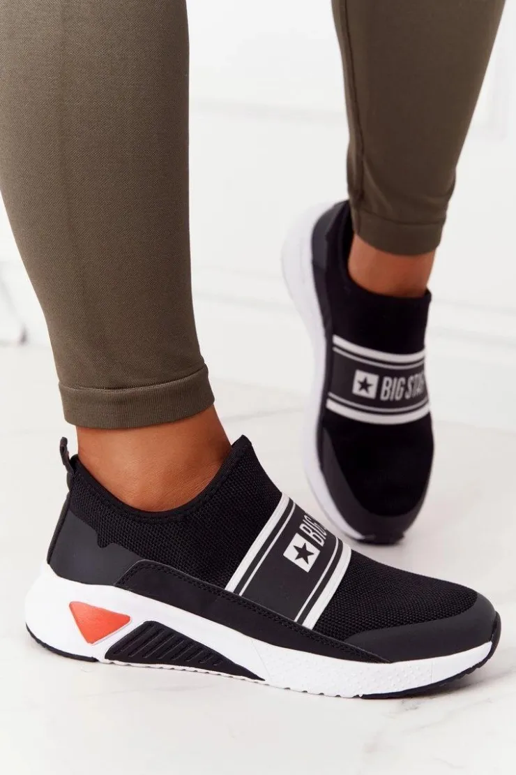 Damskie Big Star Shoes Sportowe Buty Slip-On Memory Foam Big Star HH274536 Czarne