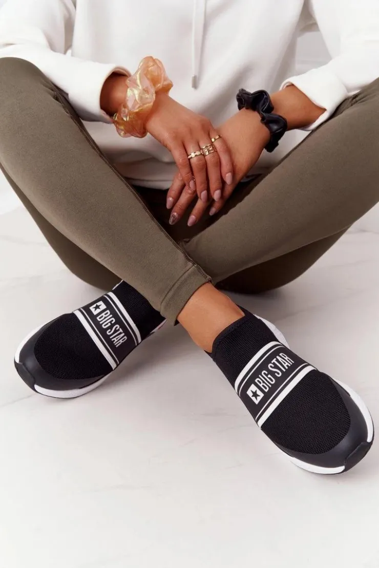 Damskie Big Star Shoes Sportowe Buty Slip-On Memory Foam Big Star HH274536 Czarne