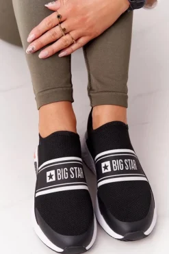 Damskie Big Star Shoes Sportowe Buty Slip-On Memory Foam Big Star HH274536 Czarne