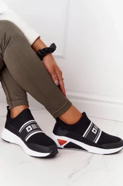 Damskie Big Star Shoes Sportowe Buty Slip-On Memory Foam Big Star HH274536 Czarne