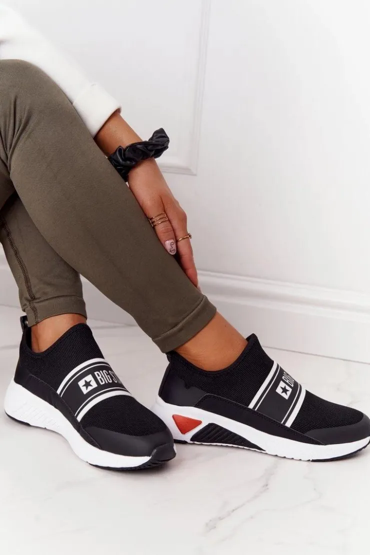 Damskie Big Star Shoes Sportowe Buty Slip-On Memory Foam Big Star HH274536 Czarne