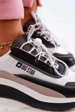 Big Star Shoes Buty Sportowe Big Star*Sportowe Buty Sneakersy Big Star JJ274998 Biało-Czarne