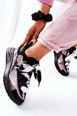 Buty damskie Vinceza Sportowe Buty Sneakersy Czarno-Srebrne Dexla
